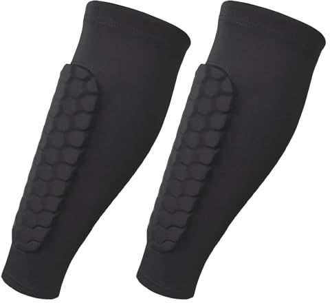 Shin Pads Boys,Football Guards Sleeves Pad Guard Defender Shinpads Children's Socks Soft Honeycomb Collision Compression Sleeve,for Kids Teenagers and Aldult Girls 9-10 Years Soccer Hockey (Black, S)