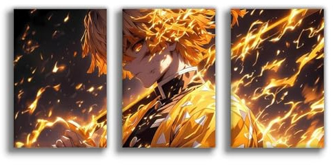 3 Stück Anime Demon Leinwand Poster Zenitsus Wand Kunst Ästhetische Slayer Dekor Für Zuhause Wohnzimmer Schlafzimmer Schlafsaal Ungerahmt 08x12inch(20x30cm)