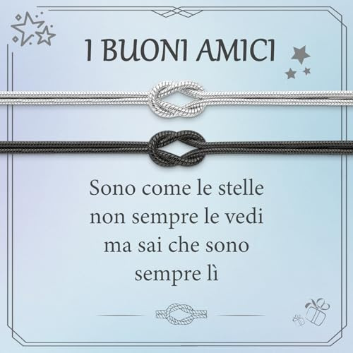 J.Fée 2PCS Bracciale Amicizia Maestra Bracciali Donna Bracciali Coppia Argento 925, Nodo Bracciale Donna Oro Jewellery, Fidanzato Regalo Maestre Fine Anno Mamma Regalo Migliore Amica.Argento+Nero