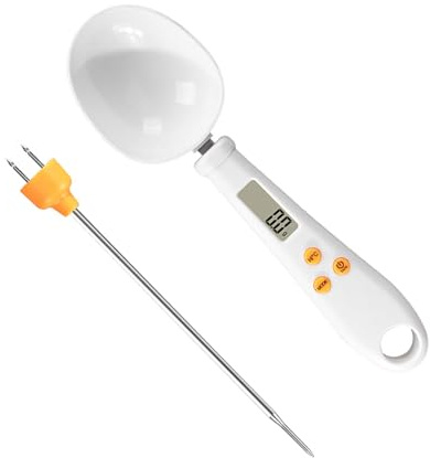 Electronic Measuring Spoon 500g/0.1g Digital Scale Spoon with LCD Display | Food Thermometer Probe, Kitchen Weighing Spoon with Temperature Measurement for Coffee、Cooking、Baking、Rice、 Flour、 Spices