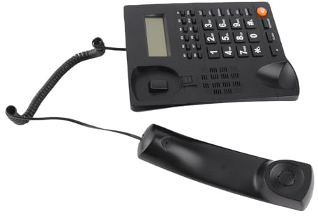 Generic Téléphone Filaire avec 16 Sonneries et Configuration Antivol pour Bureau, Maison, Hôtel, Matériau ABS Noir