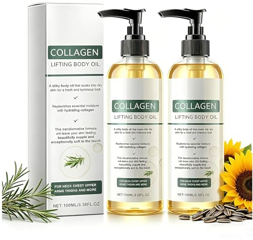 KutaKuta 2PCS 100 ml Huile au Collagène pour Raffermir peau, Repulper et lui Redonner de l'élasticité, Efficace Contre les Cicatrices, Huile Corporelle Liftante au Collagène Magique pour Poitrine