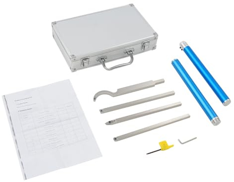 Drechseleisen Set mit Hartmetall-Schneidplatten, 6-in-1 Drechselwerkzeug für Holz mit Schwanenhals- & Standardform, auswechselbarer Aluminium-Griff, inkl. Aufbewahrungskoffer – für Schruppen, Schlicht