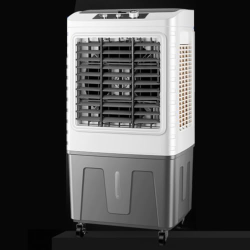 Enfriador evaporativo de 1800 CFM con tanque de agua de 50 L, 3 velocidades, 2 modos, 4 cajas de hielo, aire acondicionado portátil con giro de 120° para el hogar, dormitorio, oficina, cocina
