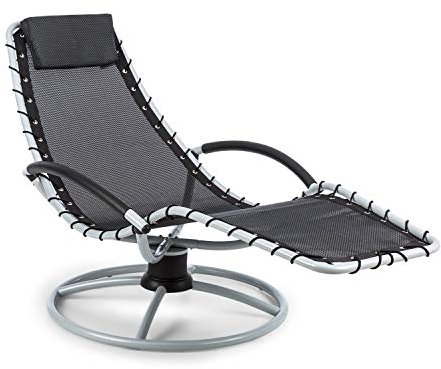 blumfeldt The Chiller - Schwingliege, Gartenliege, Liegestuhl, 77 x 85 x 173 cm, Pflegeleichte und wetterbeständig, 360° Comfort-Schwingbewegung, ComfortMesh, stabiles Stahlrohr, schwarz