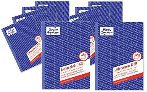 AVERY Zweckform 1720-5 Lieferschein (DIN A5, selbstdurchschreibend, 2 x 40 Blatt) im 10er Pack weiß, gelb