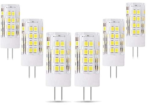 ZFQ Paquete de 6 Bombillas LED G4 AC/DC 12V, 5W, 500 Lúmenes, Blanco Frío 6000K, Ángulo de haz de 360°, Equivalente a 50W Bombilla Halógena G4, No Regulable
