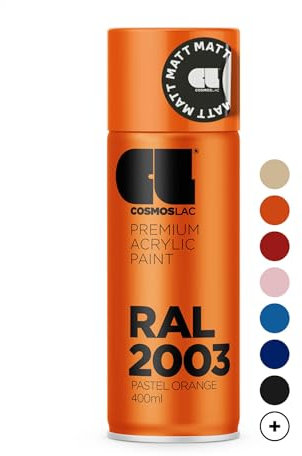 COSMOS LAC Acryllack pastell orange Sprühdose in vielen RAL Farbtönen - 400ml Spraydose perfekt für DIY, Upcycling und andere Lackierarbeiten geeignet (RAL 2003 - Pastell Orange Matt)