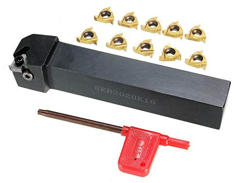 POWERTOOL Drehmeißelhalter, Drehwerkzeuge, 1 Drehwerkzeughalter SER2020K16 Halter + 10 Stück 16er AG60 Klinge + 1 Stück Schraubenschlüssel