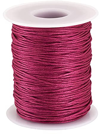 PandaHall, Cordoncino in cotone cerato, 100 m/ rotolo di corda di cotone intrecciato da 1 mm per la creazione di gioielli fai da te (rosso scarlatto medio)