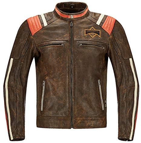 MTTKTTBD Motorradjacke Retro Leder Motorrad Jacke Herren Damen Wasserdicht Winddicht mit Protektoren Protektoren Jacke Roller Biker Touren Schutzjacken Motorradschutzjacke