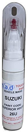 MADPAINTS Car Touch Up Paint for SUZUKI SUPERIOR WHITE 26U - 20ml Precision Scratch Repair Kit with Needle & Brush - UK Mixed Automotive Paint Pen for Exact Colour Match