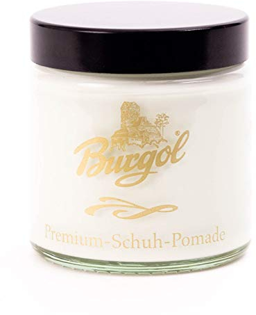 Burgol Premium Schuh Pomade 100ml mit langer Tiegelbürste Weiß