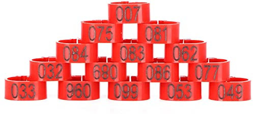 Mutuer Taubenring ， 100 Stück Tauben identifizieren Ring 001-100 Nummerierter Geflügelbeinring Vogelbeinbänder Fußring(10mm)