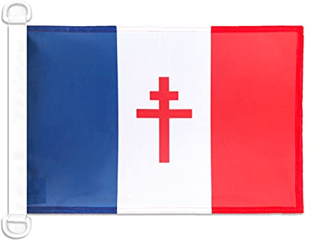 AZ FLAG Pavillon France libre 1940-1944 45x30 cm Anneaux Plastique | Usage extérieur et nautique Pavillon nautique français de la résistance avec anneaux en plastique polyester maille