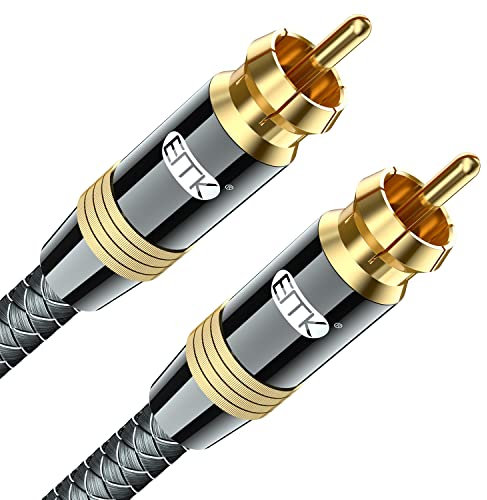 EMK Subwoofer Cable Digital Coaxial Cable Dual Shielded with Gold Plated RCA to RCA Connectors SPDIF Cable (5 Feet/1.5M, RCA Coaxial Male to Male, Brown)