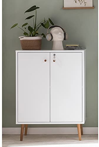Aktenschrank Büro abschließbar in Kreideweiß, B/H/T: ca. 65,2/85,5/39 cm