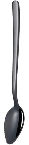 Grapefruit Spoon Home Thick Stainless Steel Grapefruit Spoon Ice Cream Dessert Spoon Serrated Edge Fruit Tea Coffee Stirring Spoons ( Black ) Professional and Attractive