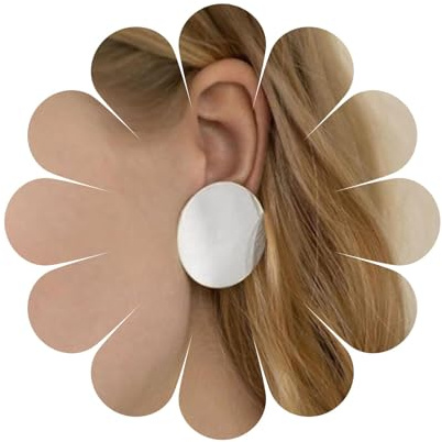 Aneneiceera Boho Silberne Disc Ohrringe - Große Circle Drop Statement Charm Big Round Dangle Ohrring - Minimalistische Prom Schmuck Geschenke für Frauen (Silber)