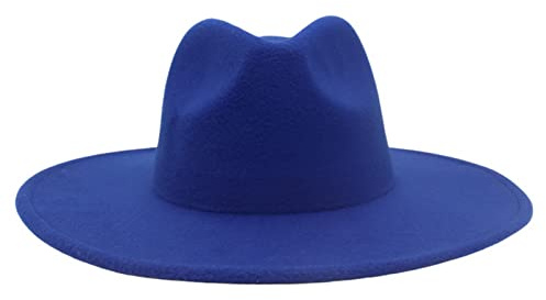 Faringoto Fedora-Hut für Damen, Winter, luxuriös, für Damen, königsblau, Einheitsgröße