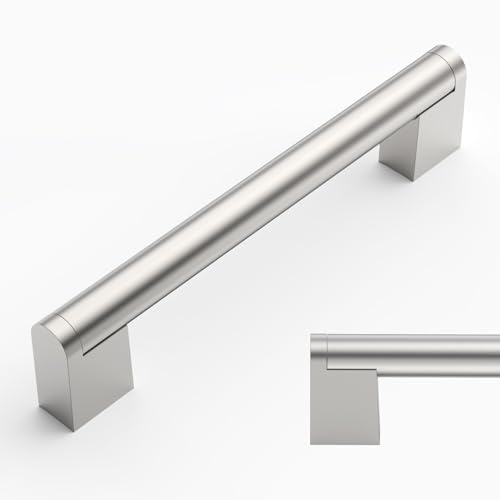 Amerdeco 10 Stück Möbelgriffe Edelstahl Gebürsteter Nickel 128mm Lochabstand Schrankgriffe für Küche, Schubladen & Kleiderschrank UK0038
