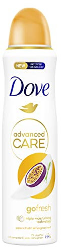 Dove Advanced Care Go Fresh Passion Fruit & Lemongrass Scent Women's Antiperspirant Deodorant Spray for 72 hour protection against sweat and odour with Pro-Ceramide technology 150 ml