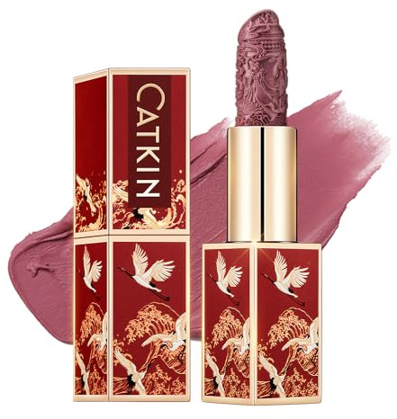 CATKIN Lippenstift Semi-Matt Finish, Nudetöne, Schimmernder mit Glänzender Oberfläche, Farbintensität Langanhaltend Pflegender Lippen-Stift, Vegane Formel