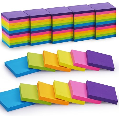 Woswel Sticky Notes Bulk 3 x 3 in, 60 Pads Adhesive Paper Memo, 85 Sheets/Pad, 6 Bright Colors, Self-Stick Notes, Easy to Post for Home, Office, School