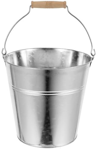 NOLITOY Seau en Métal Galvanisé Seau À Cendres Rustique À Eau Fleur Vase Ordures Poubelle Ferme Poubelle Cheminée Bac À Charbon Papier-Monnaie Brûler des Barils