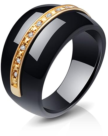 Schwarz-weißer Keramikring, eleganter, dicker, breiter, unregelmäßiger Diamantring in Paarring, Valentinstagsgeschenk, Partygeschenk, Zubehör, Breite Größe 6–10, Geschenk für Männer und Fra