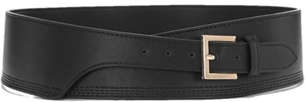 Disimlarl Damen Solide Retro Mantel PU Leder Gürtel Kummerbunds Gürtel Mode Bund Gürtel, Schwarz , One size