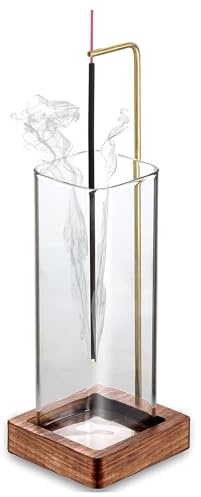 Nizirioo Porte-encens en bois avec bouteille en verre amovible, attrape-rêves de méditation