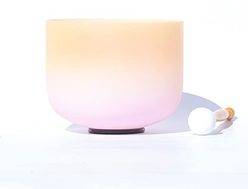 Cuenco de Cristal con Nota D, Cristal de Cuarzo Esmerilado, Cuenco Tibetano, Cuenco de música de Buda con golpeador para curación de Sonido, meditación, liberación de presión, Ador