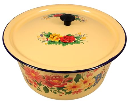 VINTORKY Salat-Servierschüssel, Öl, Nudelschüssel, Metall-Rührschüssel, chinesische Schüssel, Retro, Snackschale, Eierablage, Mahlzeitvorbereitung, Rührschüsseln, Schmalz zum Kochen, Camping, Emaille