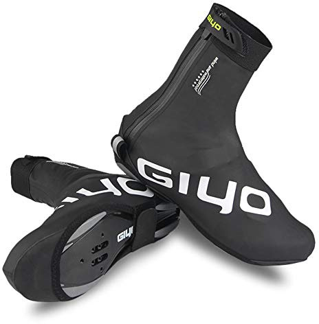 Fesjoy Copriscarpe da ciclismo, impermeabile, per scarpe da ciclismo, con design a vento, scarpe riflettenti, da uomo, donna, copriscarpe termiche riutilizzabili per scarpe da bicicletta MTB