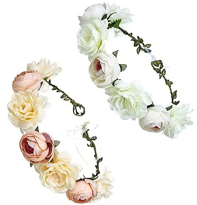 Ipetboom 2stücke Teiliges Blumenhaarband Kopfschmuck Damen Weiß Orange Hochzeitsaccessoires Für Bräute Vielseitig Einsetzbar Für Partys Und Fotoshootings