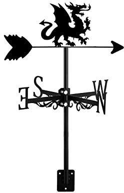 Wetterfahne mit mythologischen Figuren und Tieren, Silhouette, Richtungsanzeige, Ornament, Dachhalterung für Garten, Zaun, Schuppen, Outdoor, Bauernhof, Terrasse, Drache
