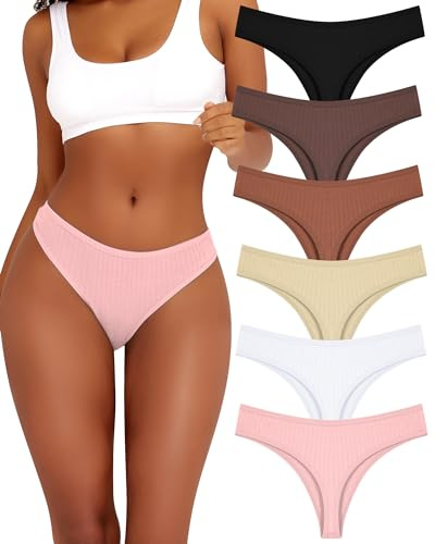 ALL OF ME Lot de 6 Coton String Femme sous-vêtements Sexy Tanga Lingerie Slips Cotton Underwear Thongs Women Panties Multipack S-XL
