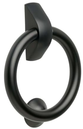 Hardware Solutions - Aldaba de puerta de anillo, color negro mate, 110 x 143 mm