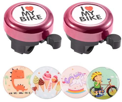 KAHOUI 2 Stück Fahrradklingel Kinder, Rosa, Aluminium und Kunststoff, Lenkermontage, Klassisch, 10x6x6cm, 81g, für 22mm Standardlenker