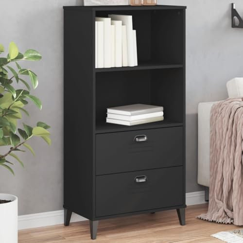 CINDERFUL Bücherschrank VIKEN Schwarz 60x35x123 cm Massivholz Kiefer,Schickes Bücherregal aus massivem Kiefernholz mit Stauraum für Ordnung und Stil in jedem Zuhause Bücherregale & Bücherschränke