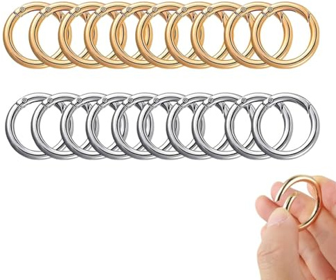 JJiaoLinin Karabiner Rund, 28 Stück Karabinerhaken Rund, Runde Karabiner Ring, O-Ring Karabiner, 28mm Zinklegierung Frühling Sprung Ringe, für Schlüsselring, Tasche, und DIY Handwerk Machen