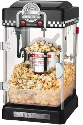 PAHION Commercial Retro Popcorn Maker Automatic Electric Household Spherical Popcorn Machine Hot Air Popcorn Machine For Movie Nights/Sleepovers/Kids Parties(Black)