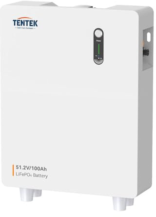 TENTEK 5,12 kWh 48V/51,2V 100Ah LiFePO4 Solarbatterie Deep Cycle Batterien Akku Freizeitbatterie Solarenergiesystem für Wohnmobile & Haus Photovoltaik Speicher‌ mit BMS (TON-512100L Lithium-Batterie)