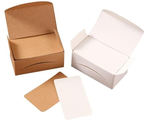 SHOWERORO 200stücke Diy Blanko Kraftpapier Karten Mit Abgerundeten Ecken Weiße Lederfarbene Memo Pads Beidseitig Beschreibbar Vielseitige Gruß Botschaftskarten Für Geschenke Hochzeit Notizen