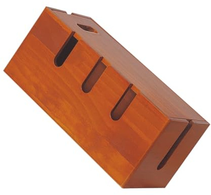 Boîte de Gestion de Câbles en Bois Marron pour Bureau et Maison | Rangement des Cordons D’alimentation, Finition Lisse sans Bavure, Design Simple et Moderne