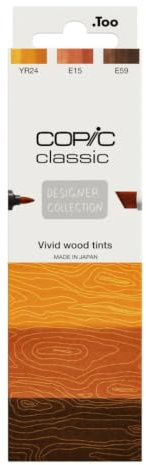 Copic Classic DESIGNER COLLECTION Set Vivid wood tints, Marker Set mit 3 kalten Brauntönen, Twin Marker mit einer breiten und einer feinen Spitze