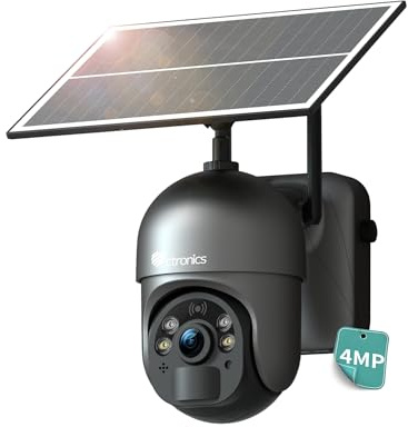 Ctronics 4MP 4g Caméra Exterieur sans Fil, Solaire, Batterie 10400 mAh & Panneau Solaire 6W, 2.5K QHD Vision Nocturne Couleur 30m, PC/App, Alarme Sonore et Luminueuse, Cloud/FTP/ 128GB TF, IP66