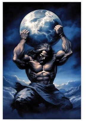 maehbya Atlas – Titan-Gott der Ausdauer und Astronomie, Poster, Leinwandposter, Wandkunst, Dekordruck, Bild, Gemälde für Wohnzimmer, Schlafzimmer, Dekoration, 30 x 45 cm