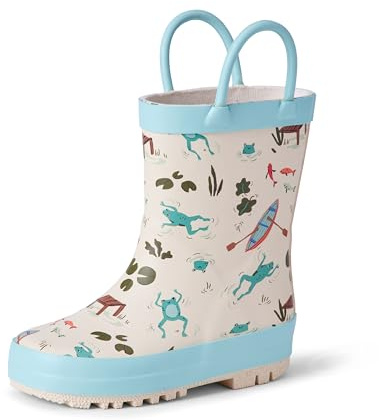 Amazon Essentials X Sofia Grainge - Stivali da pioggia in gomma, impermeabili, unisex, motivo: rane chiare, taglia 12